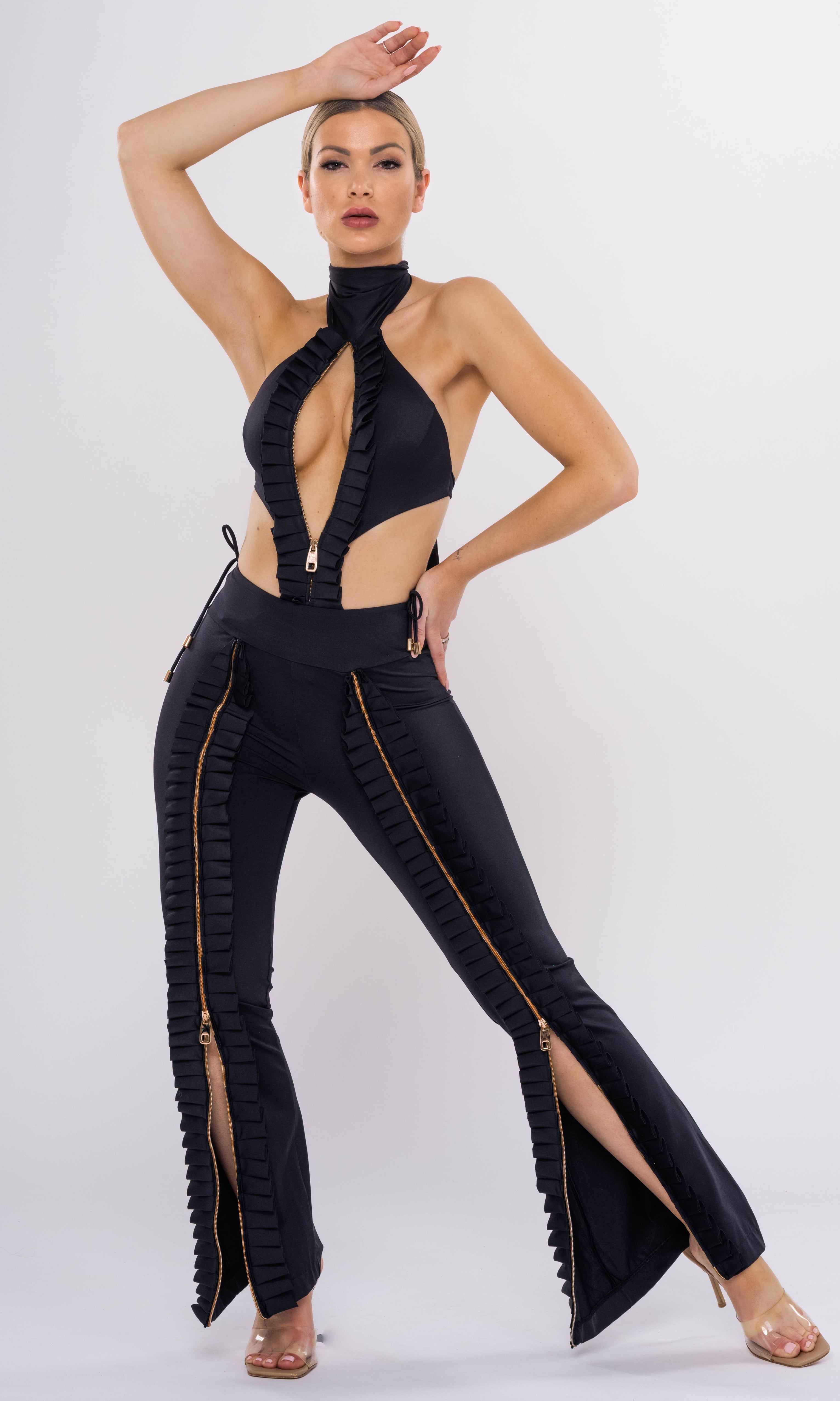 Luxury sustainable one-piece swimsuit from Antoninias Ahmosy collection, crafted from eco-friendly Italian fabric for premium resort wear.