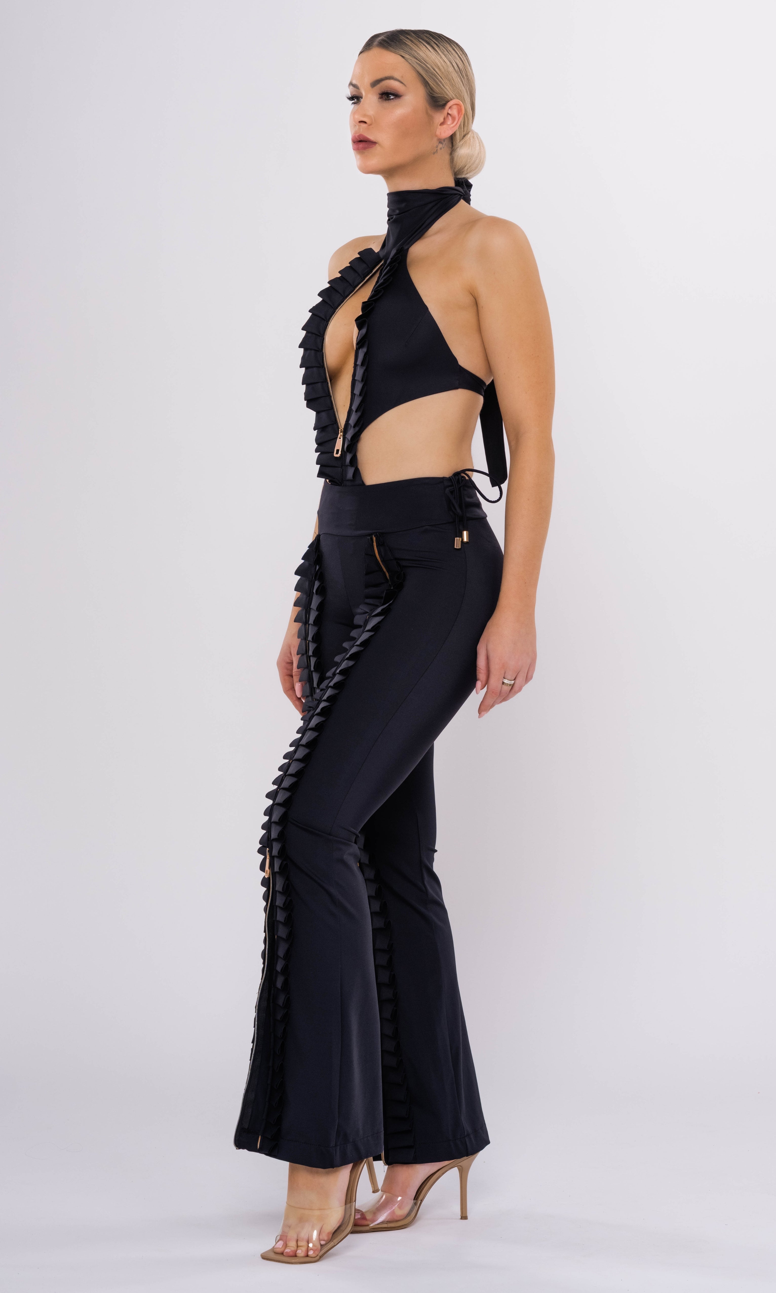 Luxury sustainable one-piece swimsuit from Antoninias Ahmosy collection, crafted from eco-friendly Italian fabric for premium resort wear.