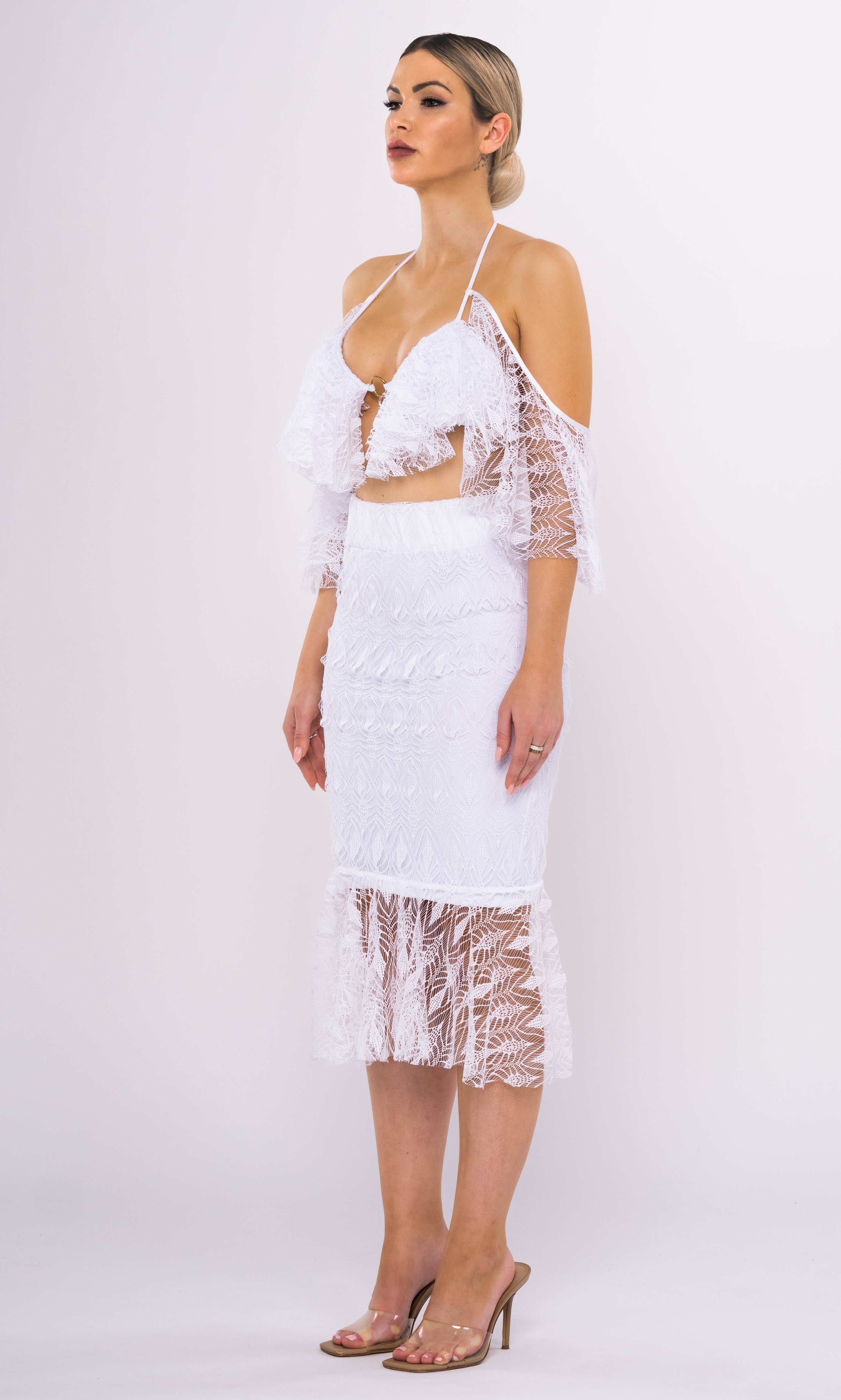 Antoninias Cassia sustainable lace skirt designed with delicate embroidery and a fitted waistline, ideal for luxury resort collections and elegant beachwear.