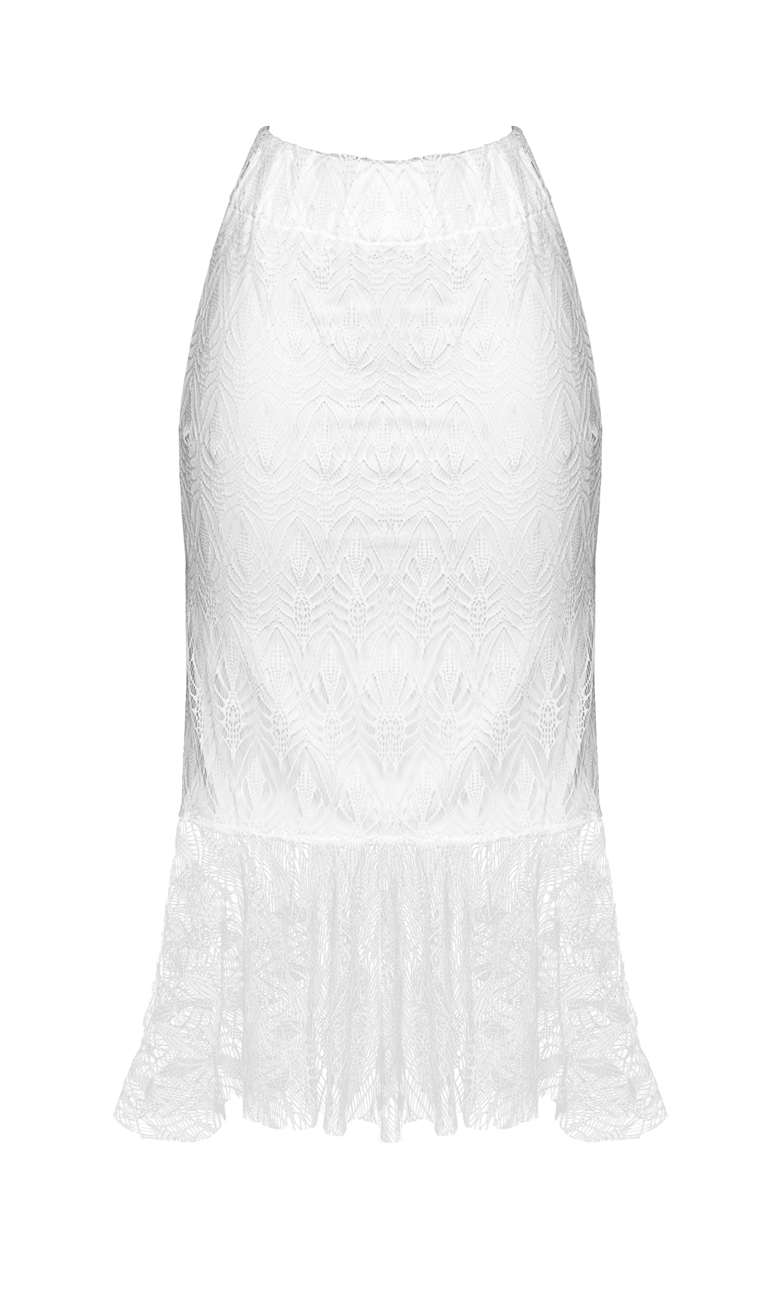 Antoninias Cassia sustainable lace skirt designed with delicate embroidery and a fitted waistline, ideal for luxury resort collections and elegant beachwear.