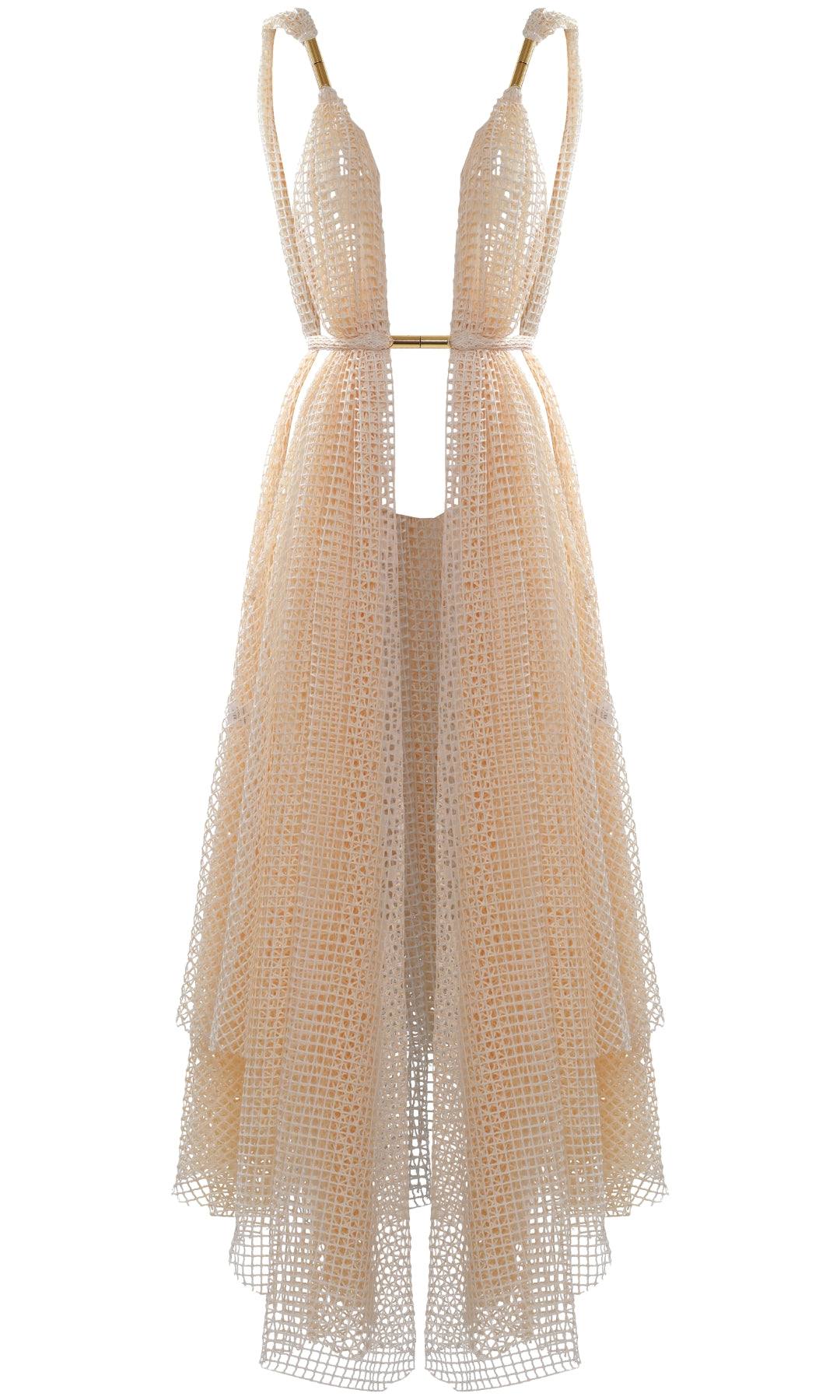 gold beach cover up dress Xander Kostroma Viscose Metallic Tassel Kimono Beach Coverup in Gold