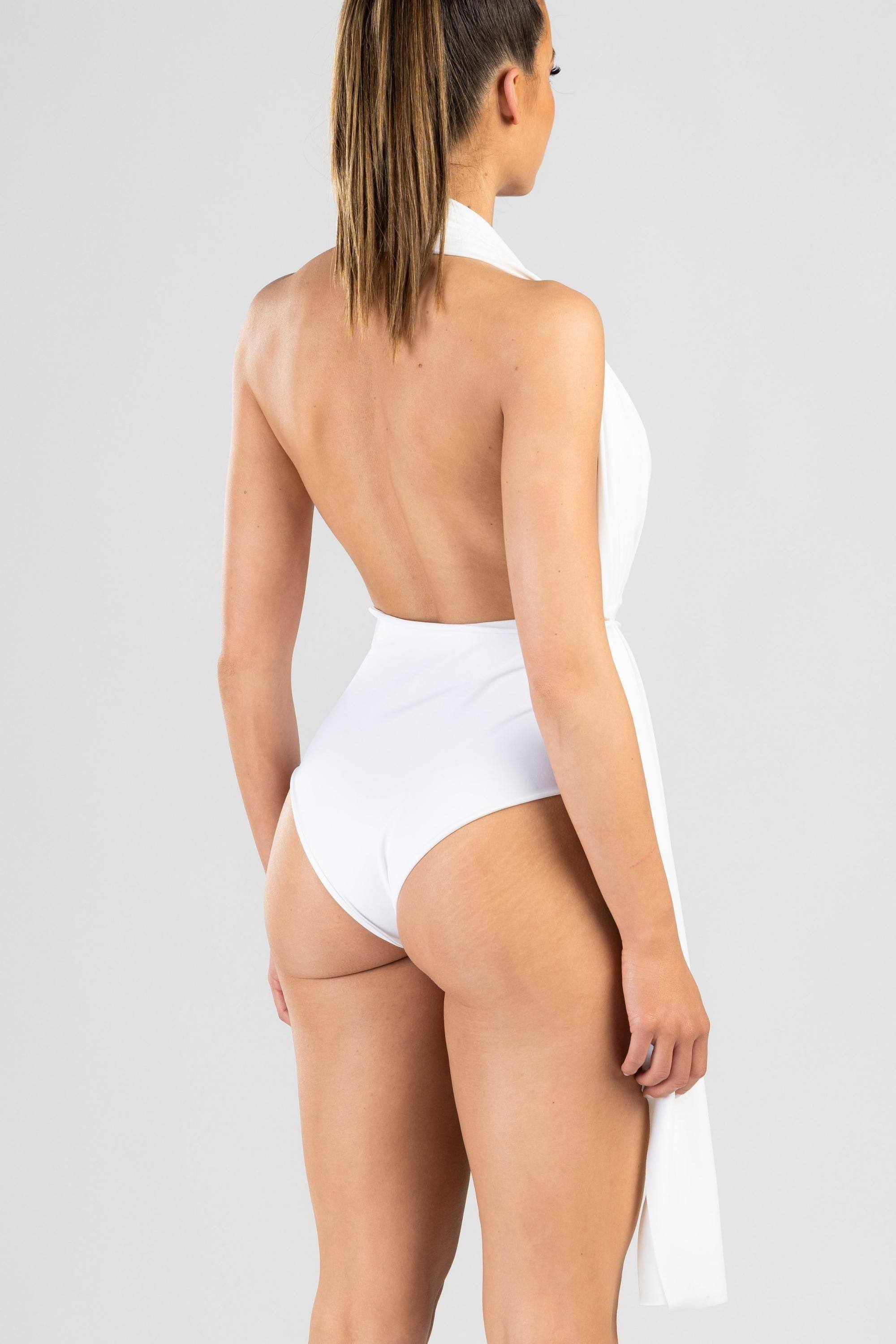 Pure White Designer Luxury Monokini One Piece Swimsuit